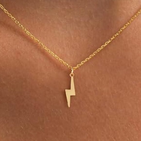 Neiman Marcus 14k Gold Plated Lightning Bolt Pendant Necklace - Picture 2 of 4